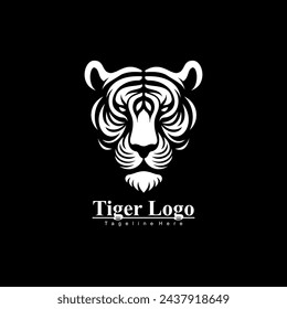 tiger head logo design seen from the front with a sharp gaze