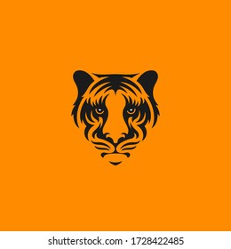 Tiger head logo design template for a light background. Vector illustration.