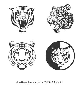 tiger head logo. EPS 10 vector sticker set