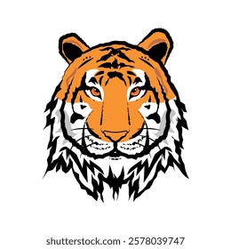 Tiger head logo. tiger face illustration isolated on white background. tiger head design art for mascot and logo.