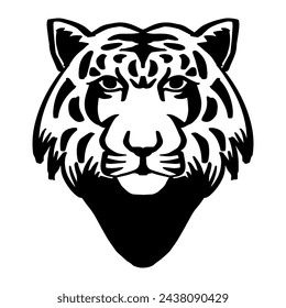 Logo de la cabeza de tigre. Dibujo a mano. Ilustración vectorial para su diseño