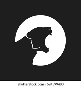 Tiger head logo or icon in black and white. Vector illustration.
