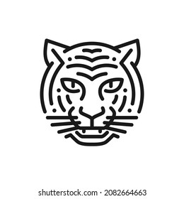 Tiger Head Logo Icon In Line Art Style