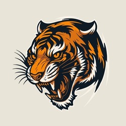 Tiger Head Logo Icon Mascot Vector Illustration Design Template For Branding