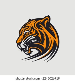 icono del logotipo de cabeza de tigre mascota modelo de diseño de ilustración vectorial para marca