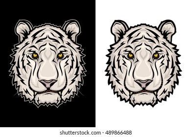 Tiger head. Tiger head logo. Tiger head icon. White tiger head.