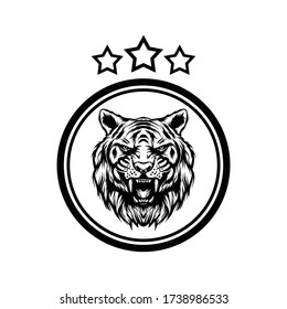 Ilustración del logotipo de la cabeza del tigre aislada en fondo blanco.