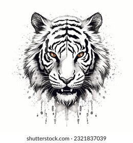 Elemento de diseño del tatuaje de la ilustración del logotipo de la cabeza del tigre