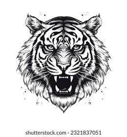 Tiger head logo illustration tattoo design element