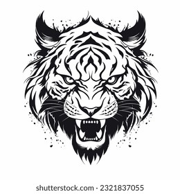 Tiger head logo illustration tattoo design element