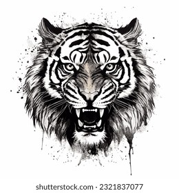 Tiger head logo illustration tattoo design element