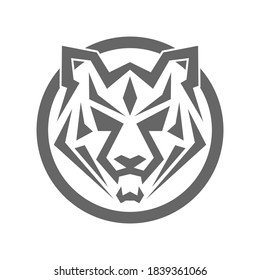 Tiger head logo isolated in white background.