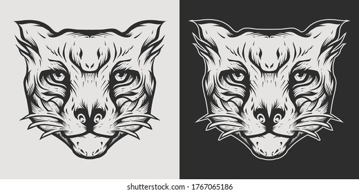 Tiger Head Logo Line Art