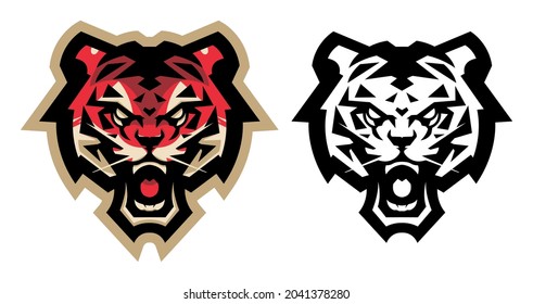 tiger head logo mascot esport illustration full color with extra black and white alternante