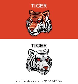 Tiger Head Logo Mascot Illustration Red Eye This logo is very suitable for teams, communities, groups, sports, basketball, soccer, rugby, and also for clothes, t-shirts, jackets