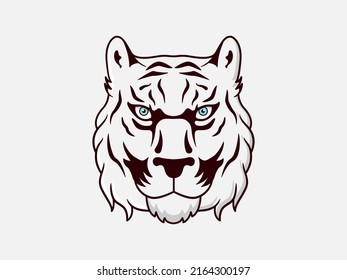 Tiger head logo on white isolated background. Vector clipart illustration.