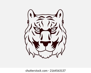 Tiger head logo on white isolated background. Vector clipart illustration.