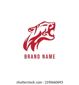 Tiger Head Logo Red Color Template Design