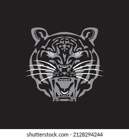 logotipo de cabeza de tigre, silueta de la linda cabeza de la ilustración vectorial del tigre