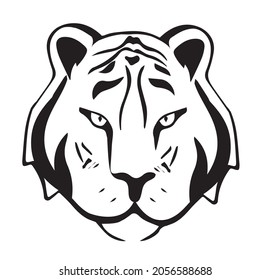 Tiger head, logo, silhouette, icon for New Year and Christmas as a symbol of the coming 2022 year of the tige