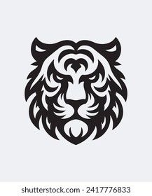 Tiger head logo silhouette monochrome vector