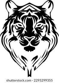 Tiger head logo silhoute outline vector