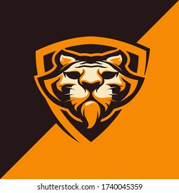 Tiger head logo for sport or esport team. Design element for company logo, label, emblem, apparel or other merchandise. Scalable and editable Vector illustration