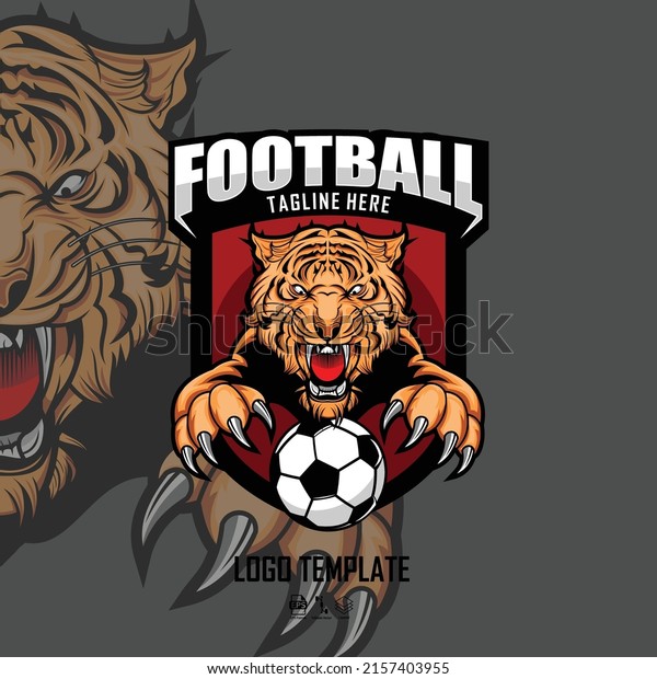 Tiger Head Logo Template Gray Background Stock Vector (Royalty Free ...