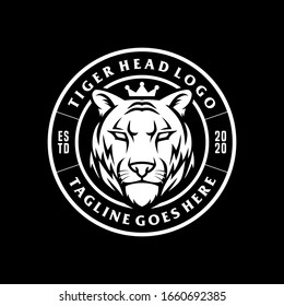 Tiger head logo template on dark background