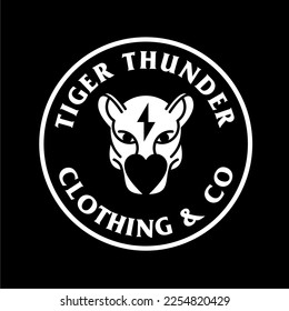 Tiger Head Logo Template, Tiger Thunder  Character Mascot Logo Streetwear Clothing Design