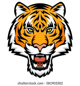 A Tiger head logo. This is vector illustration ideal for a mascot, tattoo or T-shirt graphic.