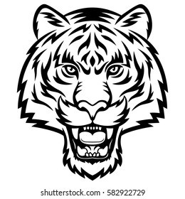 A Tiger head logo. This is vector illustration ideal for a mascot, tattoo or T-shirt graphic.