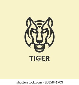 Logo de cabeza de tigre con un concepto único y moderno de línea. plantilla de diseño de logotipo de Creative Predator