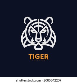 Tiger head logo with a unique and modern line concept. Creative Predator logo design template