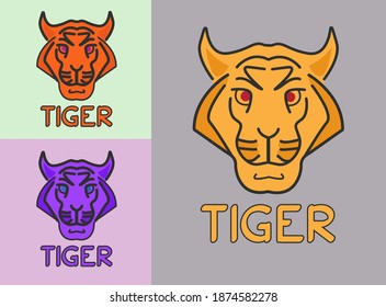 Tiger head logo vector design template with different color and background