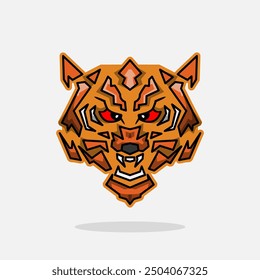 tiger head logo vector design in cartoon style