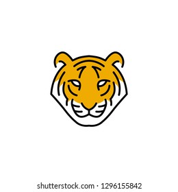 Tiger Head Logo Vector Icon Illustration Line Outline Monoline