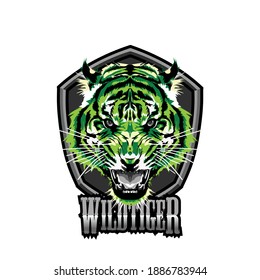 cabeza de tigre, logotipo, vector, icono, ilustración, juego de mascota para el equipo de apoyo