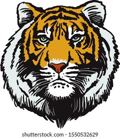 Tiger head logo. Vector illustration for a mascot, tattoo or T-shirt graphic.