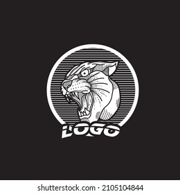 tiger head logo vector on black background