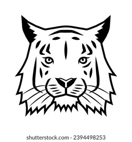 Tiger head logo. Wildlife face icon. Heraldry and royal symbol. Vector illustration image.