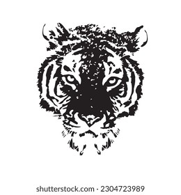 Tiger head for logotype, outline, black and white
