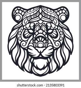 Tiger head mandala arts, isolated on white background