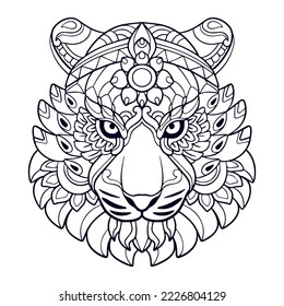 Tiger Head mandala arts isolated on white background