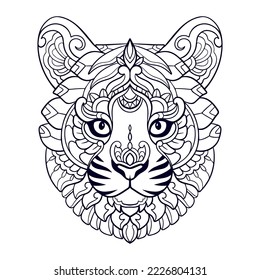 Tiger Head mandala arts isolated on white background