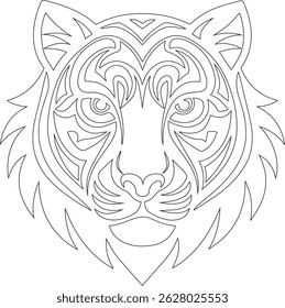 Tiger head mandala with tribal patterns
