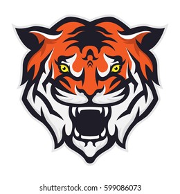 Tiger Head Logo Mascot On White Stock Vector (Royalty Free) 388757002 ...