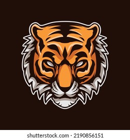 Tiger Head Mascot Cartoon Illustration