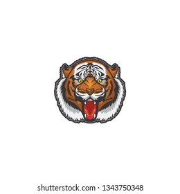 tiger head mascot cartoon vector on a white background