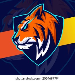 tiger head mascot esport character design for game sport and animal logo design